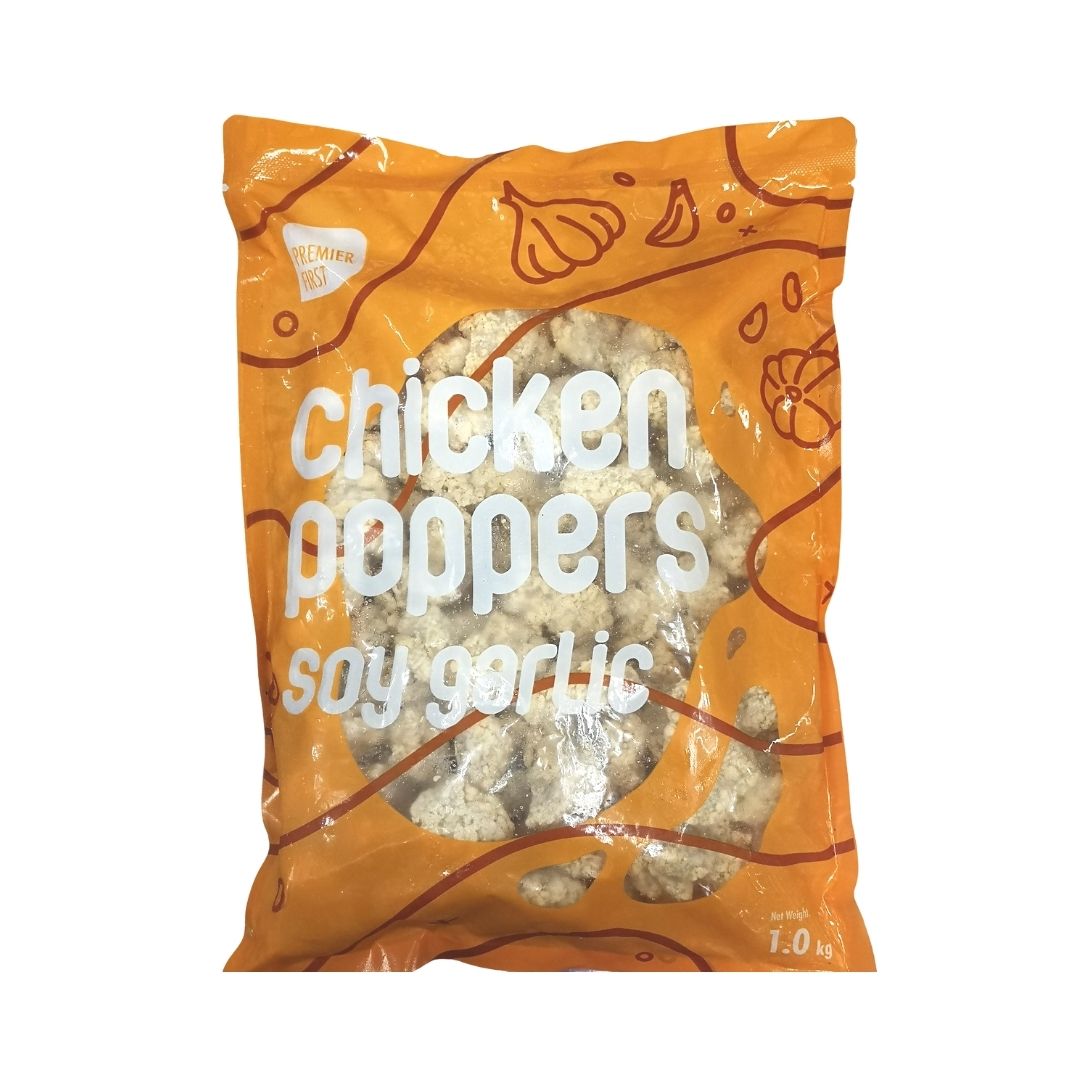 PREMIER CHICKEN POPPERS SOY GARLIC (975G0
