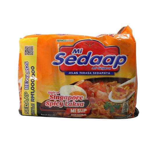 MI SEDAAP INSTANT NOODLES SINGAPORE SPICY LAKSA (83G x 5)